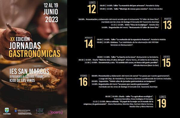 El Alcalde de Icod de los Vinos, Francis González, y la concejala de Educación, Lourdes Tosco, asistieron a la presentación de la XX Edición de las Jornadas Gastronómicas del IES San Marcos.